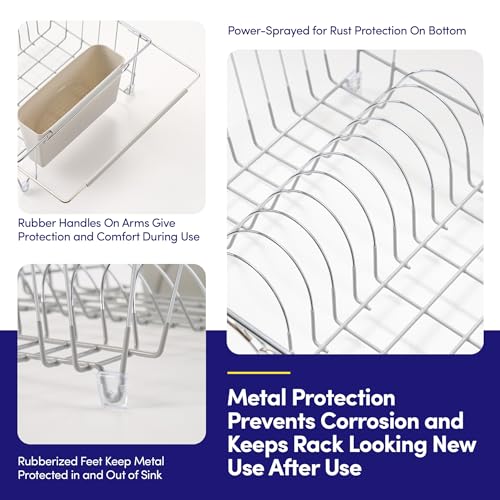 Dish Drying Rack Over the Sink Expandable to 24.5" Dish Drainer (Silver / 15.75" x 12" x 5")