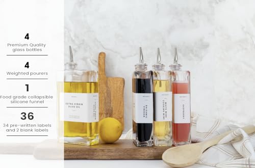 Olive Oil Dispenser Bottle for Kitchen (Silver / 500ml, Set of 4)