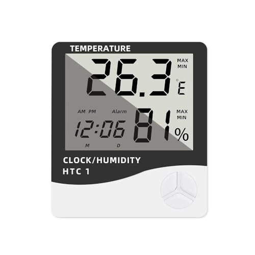 HTC 1 Digital Hygrometer Thermal Meter Humidity Meter with Alarm Clock LCD Display (Htc-1)