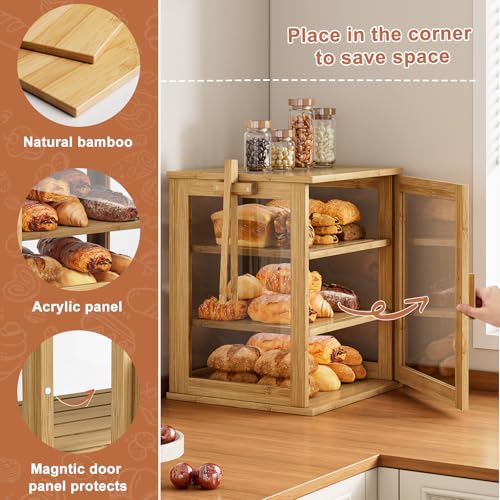Bread Box for Kitchen Countertop (Natural / Extra Large)