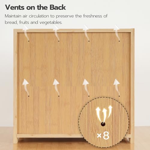 Bread Box Bamboo Bread Box for Kitchen Countertop (Natural)