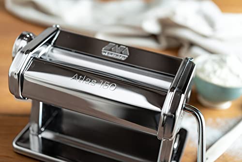 Made in Italy Atlas 150 Roller Manual Pasta Machine (150 mm Roller / 150 Pasta Roller, 150mm)