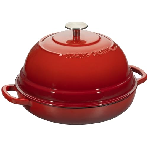 Enameled Cast Iron Dutch Oven Pot with Lid (Red)