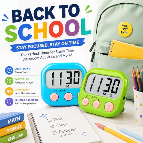 Digital Kitchen Classroom Timers for Kids Cooking 24pcs MulticolorA (Multicolora: White & Black & Pink & Green & Orange & Purple)