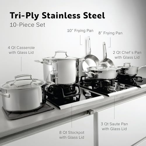 10 Piece Triply Stainless Steel Cookware Set