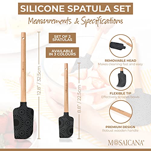 Silicone Spatula set of 2 with wooden handle and stunning pattern