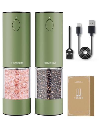 Upgraded Larger Capacity Electric Salt and Pepper Grinder Set Rechargeable with LED lights