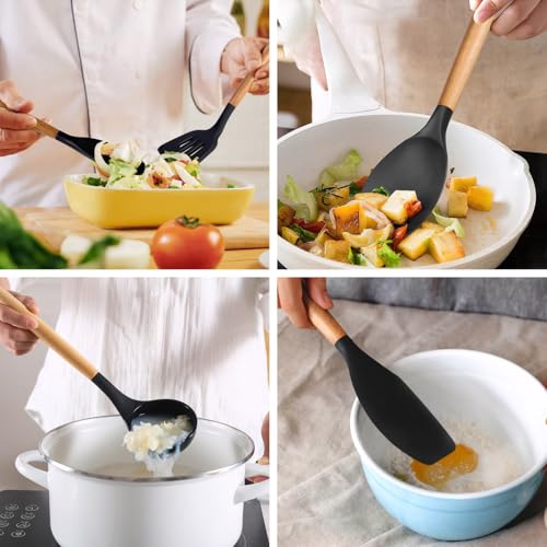 Silicone Kitchen Utensils Set of 6 (Standard 6-Piece Set / Black)