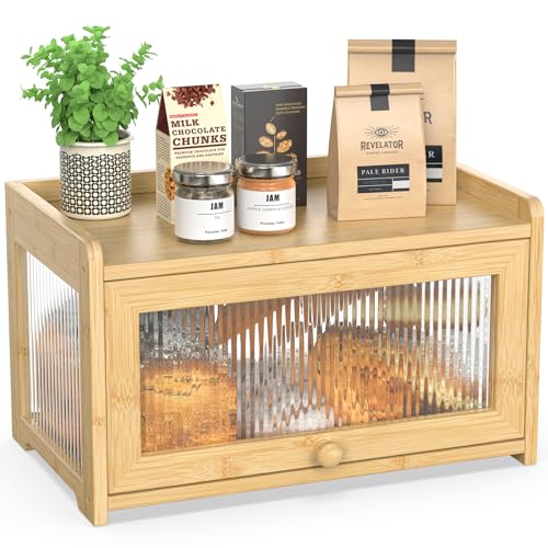Bamboo Bread Box for Kitchen Countertop (Natural)