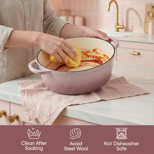 Vintage Style Oval Dutch Oven for Bread Baking (Pink / 4.5 QT Oval)
