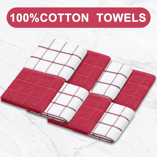 Oven Mitts Kitchen Towels and Dishcloths Pot Holders Sets (Red)