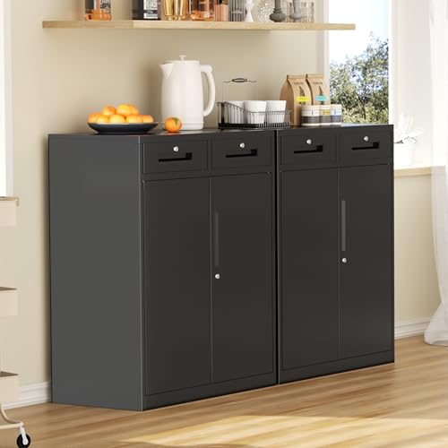 Locking Storage Cabinet with Doors and Shelves