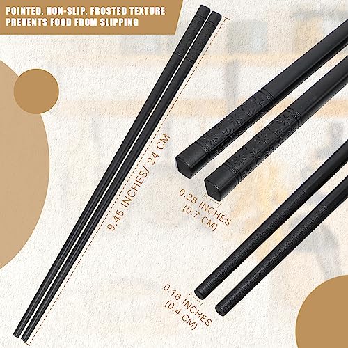 Fiberglass Reusable Chopsticks 9.5" Dishwasher Safe Black Cherry Chopsticks for Chinese Style Japanese Food Cooking Supplies