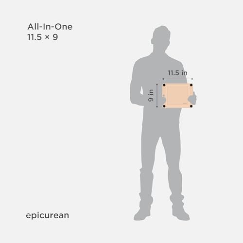 All-In-One Cutting Board with Non-Slip Feet and Juice Groove, 11.5" × 9", Natural/Black (11.5"L x 9"W / Natural/Black)
