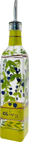 Hand Painted Glass Oliva Branch Oil (16 Ounces)