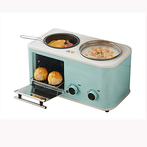 Electric 3 In 1 Household Breakfast Machine Mini Bread Toaster Baking Oven Omelette Fry Pan Hot Pot Boiler Food Steamer (E)
