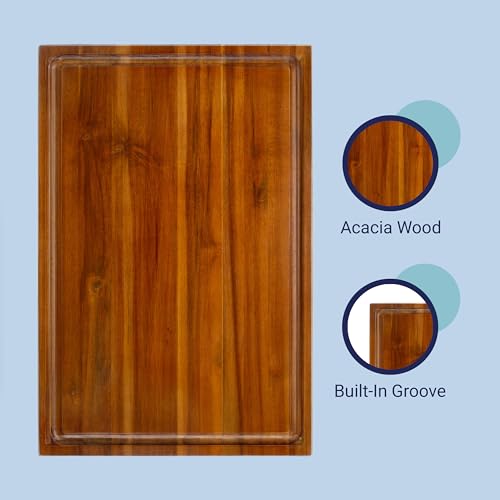 Eldridge Extra Large 24" x 18" Acacia Cutting Board (Brown / 24"L x 18"W)