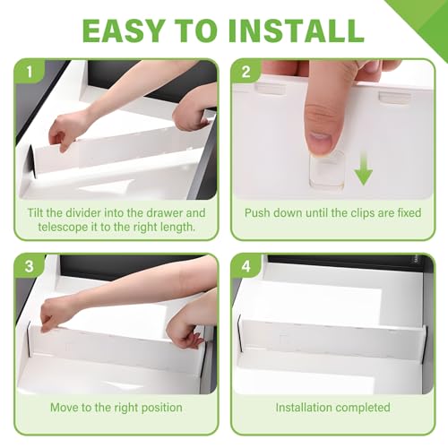 5 Pack Drawer Dividers Slim Organizers Expandable Adjustable Separators for Shallow Drawers Kitchen Utensils Baby Clothes Underwear Storage