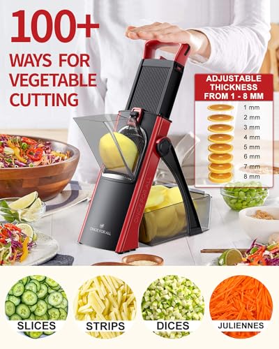 Safe Mandoline Slicer Plus with Peeler (Red)