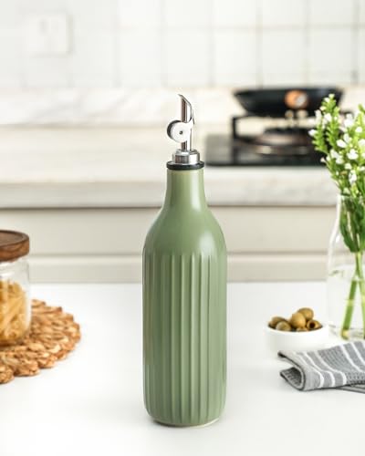 Olive Oil Dispenser Bottle (White and Green)