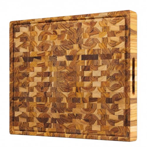 Teak Cutting Board For Kitchen (Teak Wood - End Grain / 20"L x 14"W)