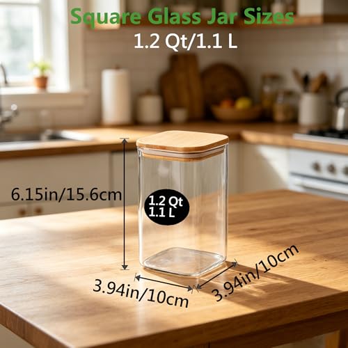 glass Jars with Bamboo Lids [Set of 5]