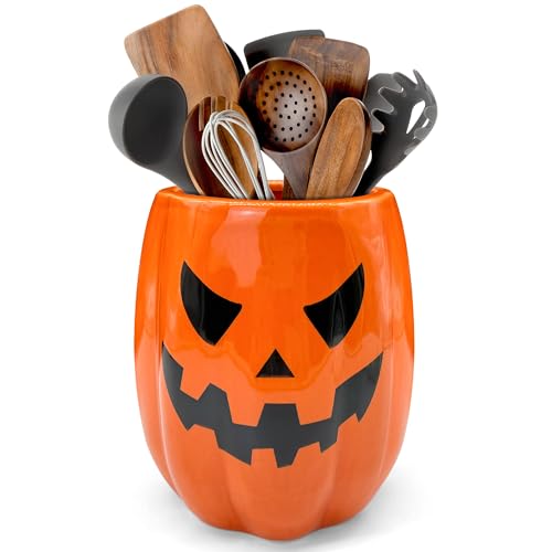 Utensils Holder Fall Hallowee Pumpkin Truck Orange Blue