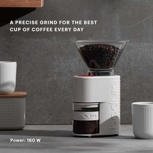 Bistro Electric Conical Burr Coffee Grinder (7.75 oz / White)