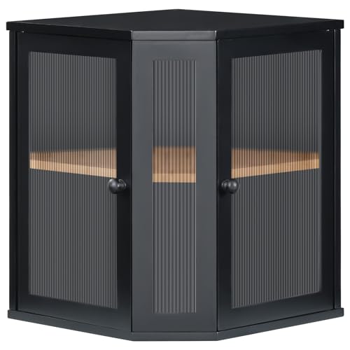 Bread Box Bamboo Bread Box for Kitchen Countertop (Black)