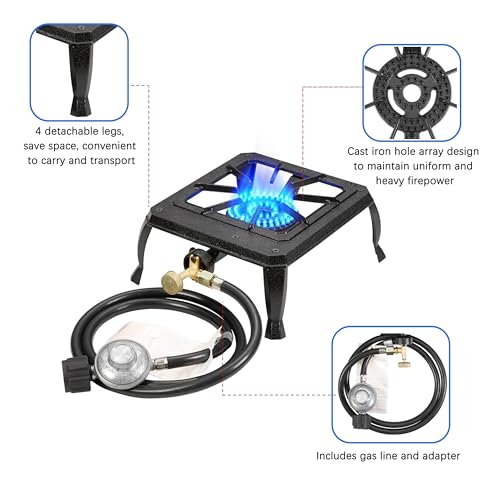 Single burner cast iron flame camping stove
