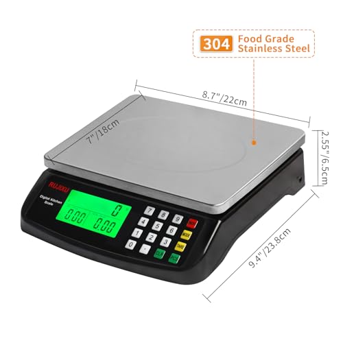 Large Digital Kitchen Scale 30KG Commercial Food Scale 66LB for Baking Bread Meat Stainless Steel Price Computing Scale LCD Display