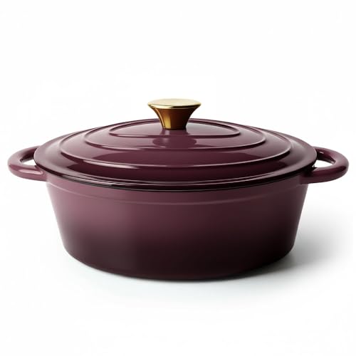 Vintage Style Oval Dutch Oven for Bread Baking (Fig / 4.5 QT Oval)