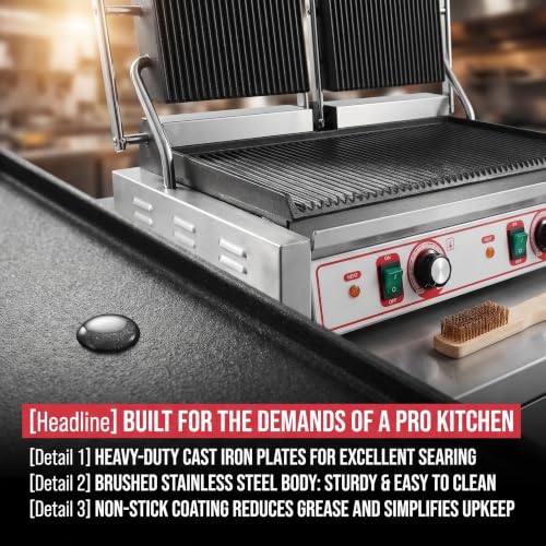 Commercial Panini Grill Flat Press Sandwich Maker Industrial Panini Machine Single Grill Big
