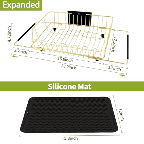 Dish Drying Rack (Gold / In sink,Extra Large)