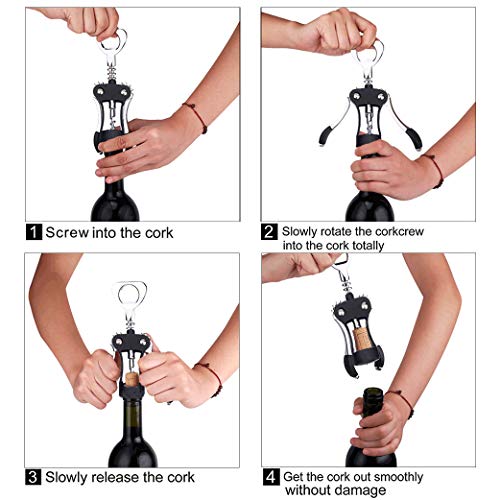 Premium Wing Corkscrew Wine Bottle Opener Luxury Waiter Corkscrew with Stopper Set for Wine Enthusiast