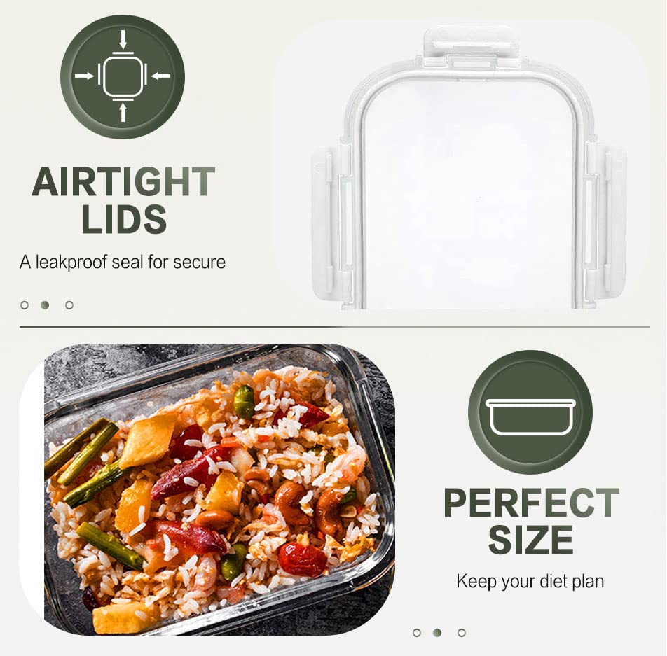 10 Packs 30 oz Glass Meal Prep Containers with Lids (White)