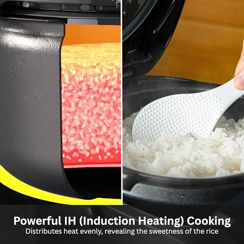 Uncooked) Induction Heating Rice Cooker and Warmer with 14-Preset Menu Settings, Mauve Black
