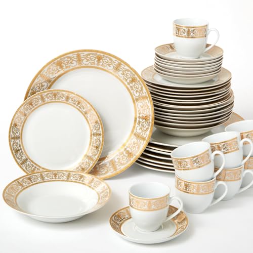 Medici 40 Pc. Golden Porcelain Dinnerware Set
