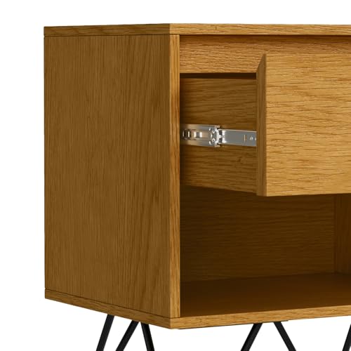 Hunter Solid Mango Wood 20 inch Wide Modern Industrial Nightstand in Natural for the Living Room Parent