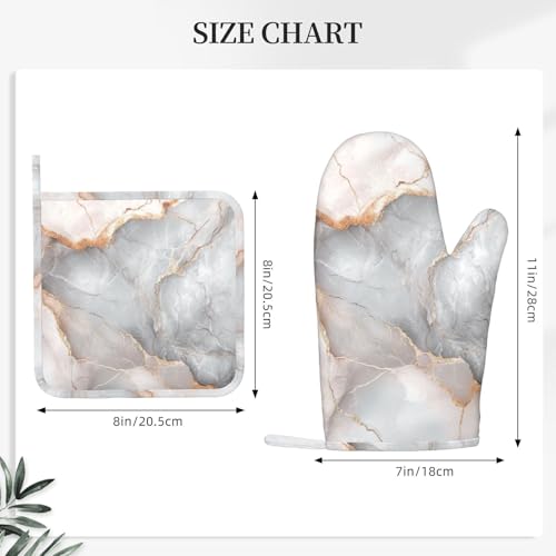 Oven Mitts and Pot Holders Gray Pastel Pink Marble Absstract Silicone Kitchen Accessories Set of 4 Heat Resistant Long Gloves Potholder Non (A09)