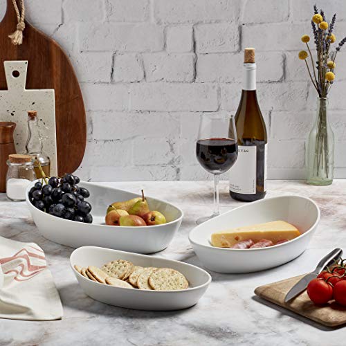 White Porcelain Ceramic Serving Bowls Set