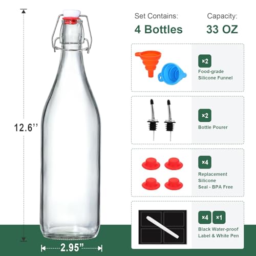 33OZ 1L SWING TOP GLASS BOTTLES