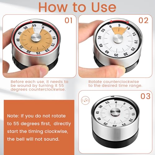 6 Pcs 60 Minute Visual Timer Visual Kitchen Timer (White Orange)