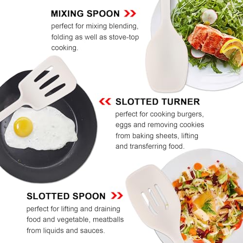 Silicone Cooking Utensils Set 5 Pcs Large Non (Large 5-Piece Set / White)