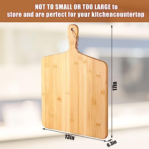 12 Packs 17 x 13 Inch Wooden Bamboo Cutting Board Set with Handles Large Kitchen Serving Plain Chopping Board Bulk Gifts for Mom for Vegetables Meat Pizza Cheese Fruit Bread (17 x 13 Inch)