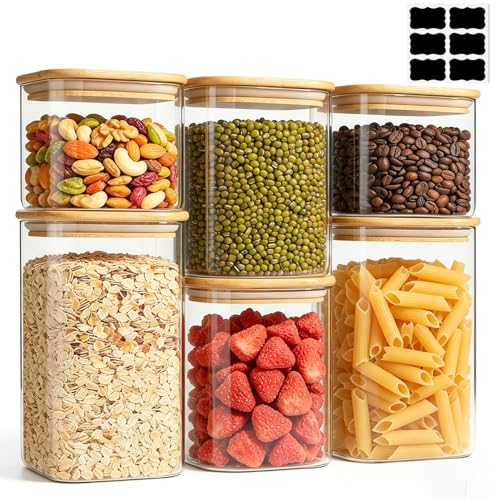 Rectangle Glass Storage Jar with Bamboo Lid