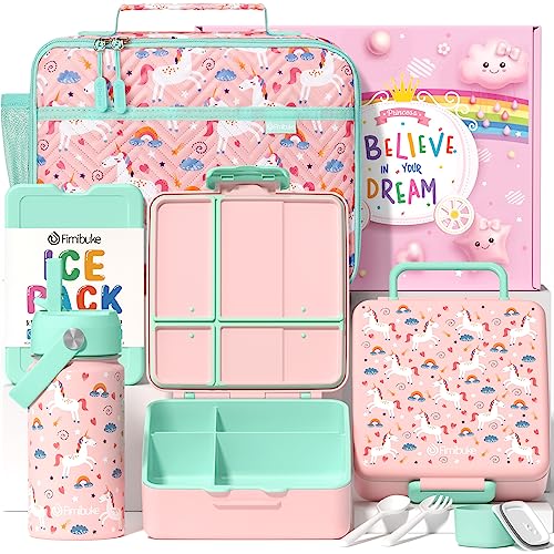 Kids Bento Lunch Box with Toddler Insulated Water Bottle Lunch Bag