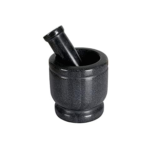 Marble Granite Mortar and Pestle Set (Black Marble / 3 Inch)