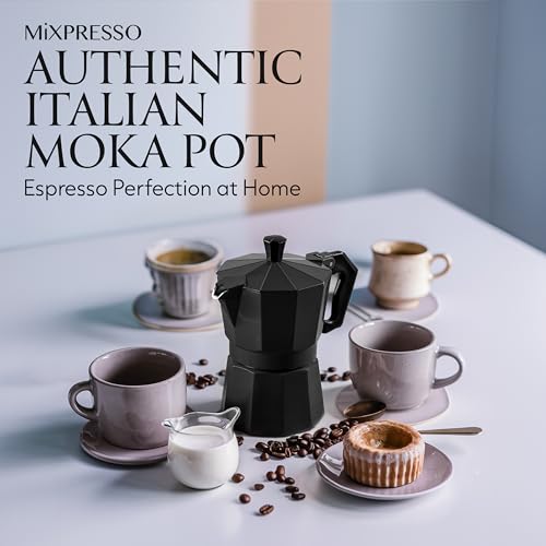 3 Cup Moka Pot Stovetop Espresso Maker (Black / 3 Espresso Cups)
