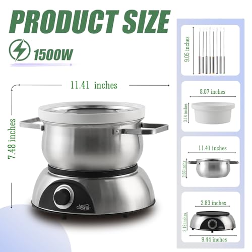 Electric Chocolate & Cheese Fondue Set with Two Pots